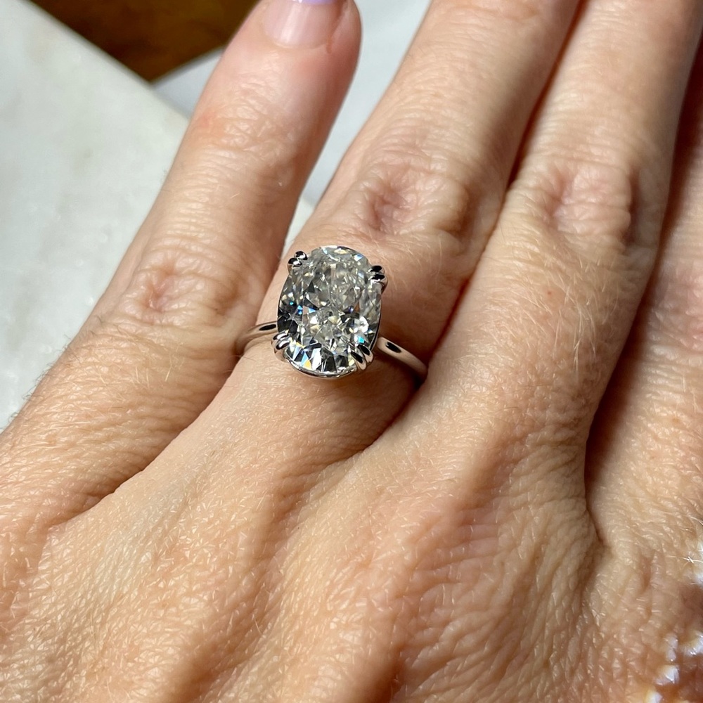 14k White Gold 5ct Crushed Ice Oval - Picture 7 of 16